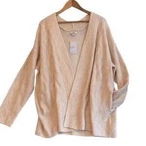 Croft & Barrow The Extra Cozy Cardigan Womens 1X Beige Cable Knit Soft Open NWT